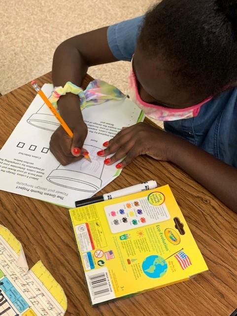 Student is coloring